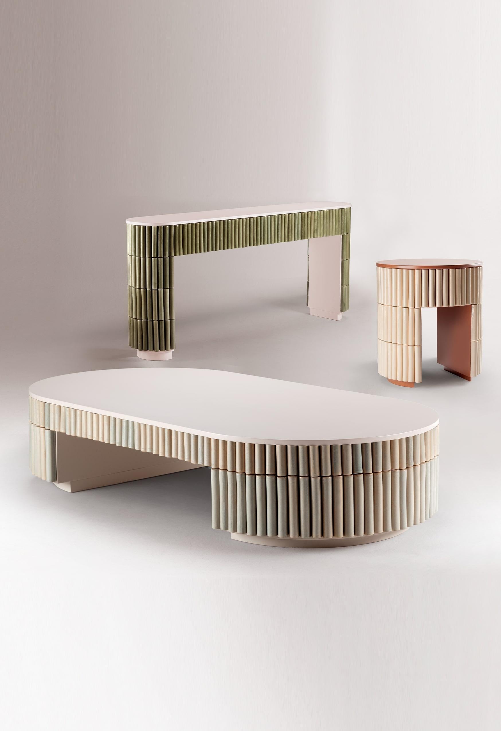Glazed DOOQ! Organic Modern Handmade Portuguese Orange Nouvelle Vague Center Table For Sale