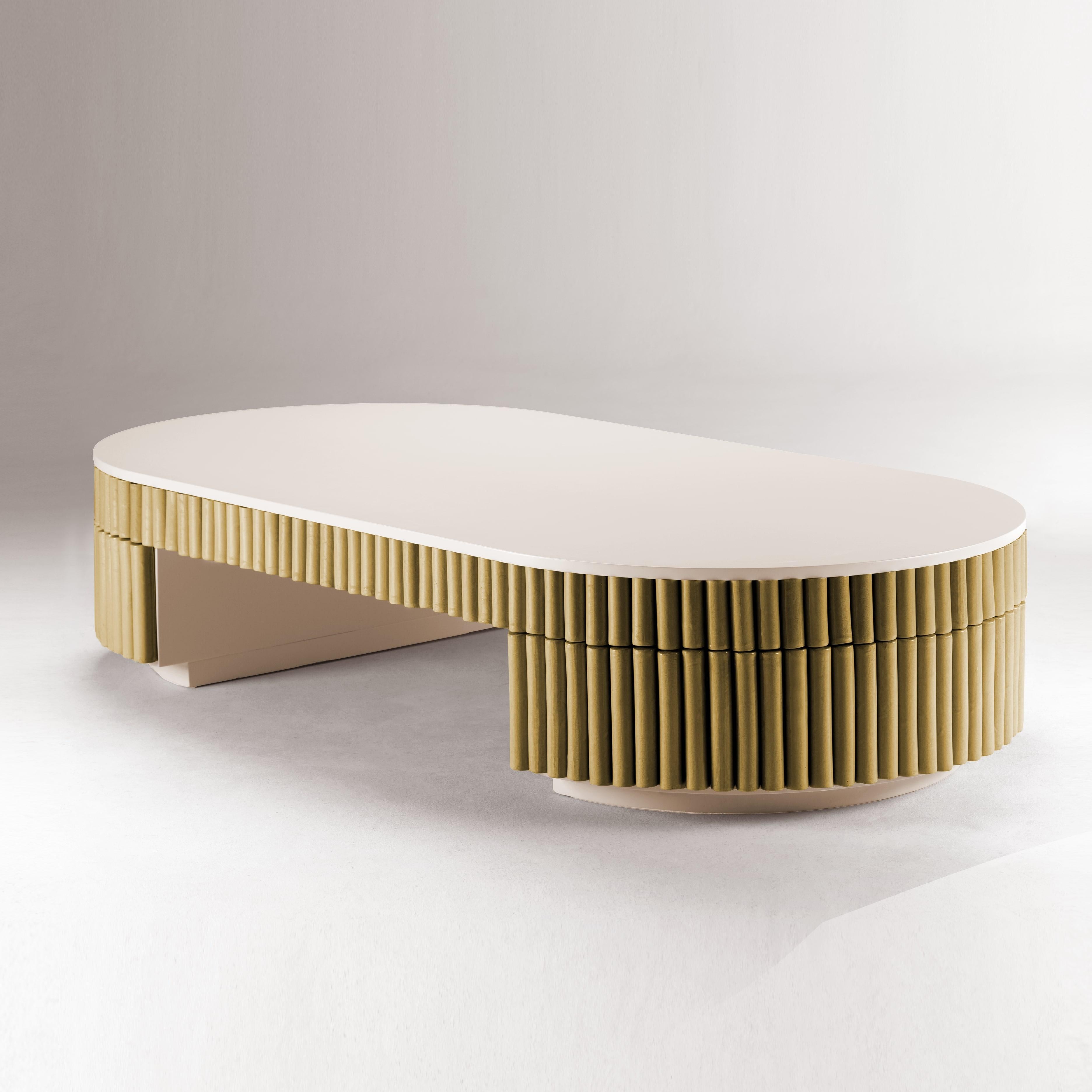 Ceramic DOOQ! Organic Modern Handmade Portuguese Orange Nouvelle Vague Center Table For Sale