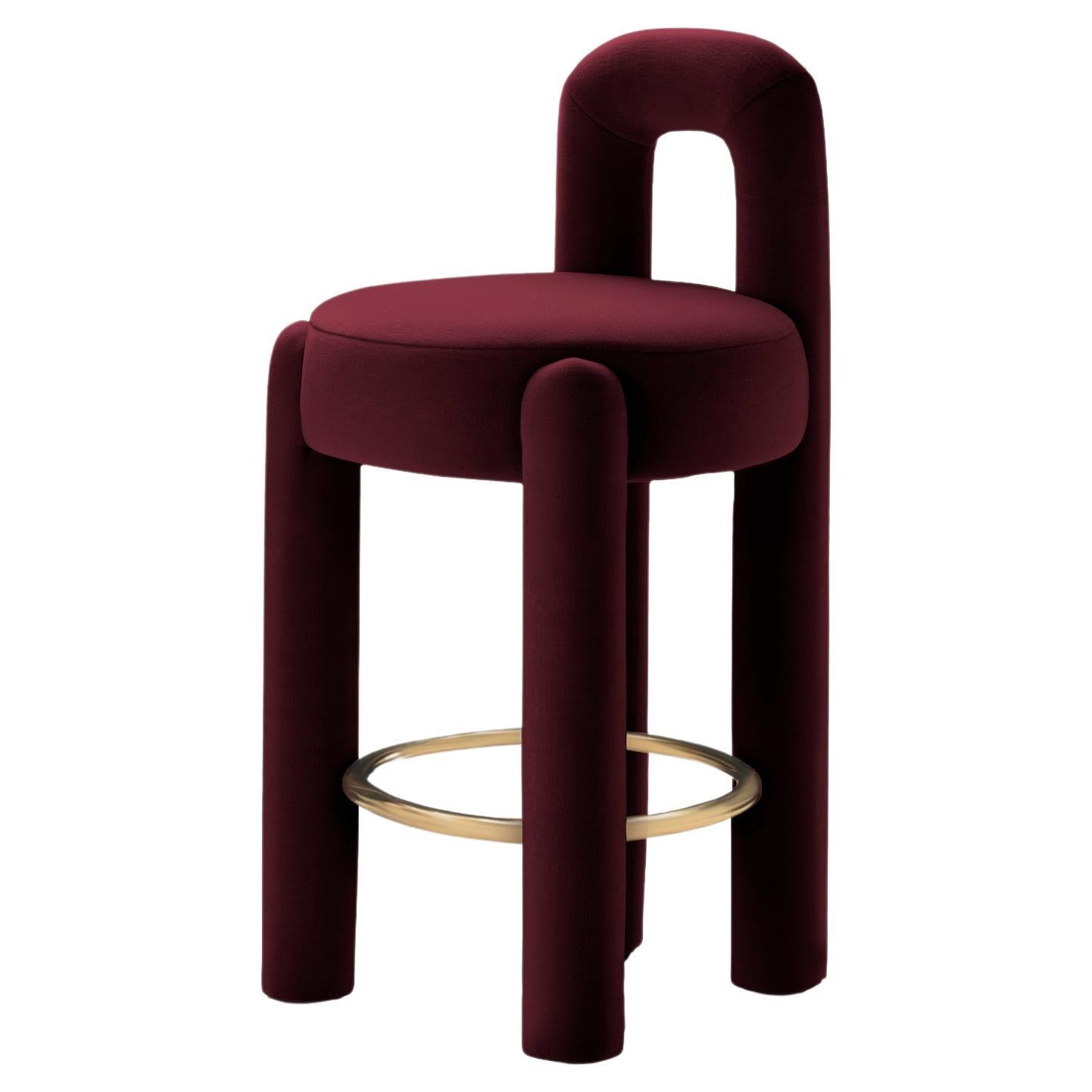 DOOQ! Organic Modern Marlon Bar Chair in Wine Kvadrat by P. Franceschini For Sale
