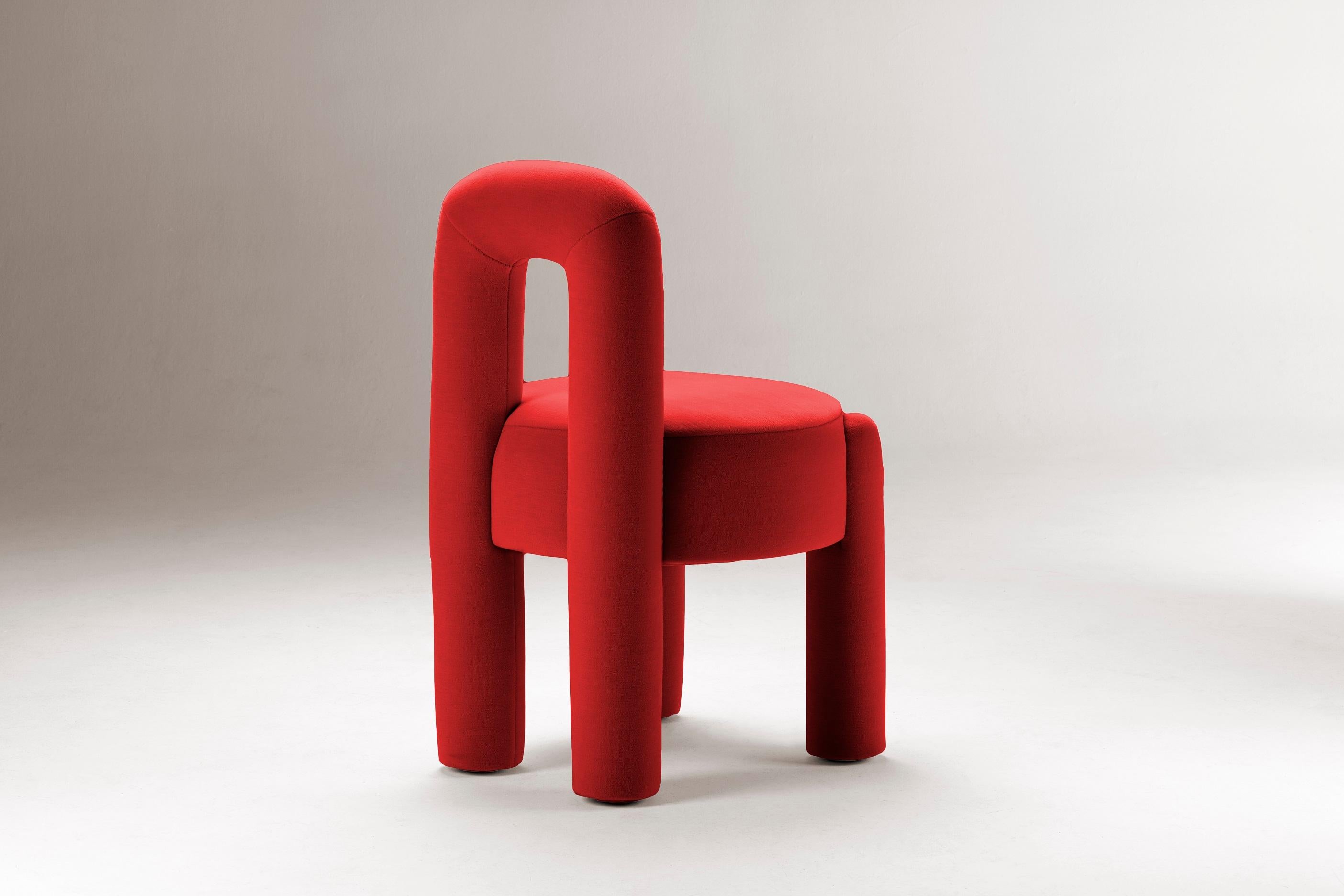 Portuguese DOOQ! Organic Modern Marlon Chair, Red Kvadrat by P.Franceschini For Sale