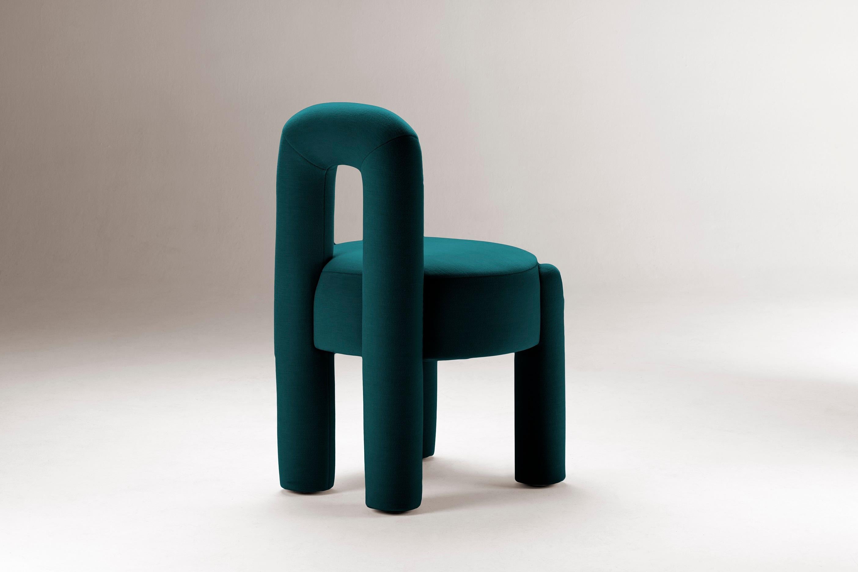 Portuguese DOOQ! Organic Modern Marlon Chair, Teal Kvadrat by P.Franceschini For Sale
