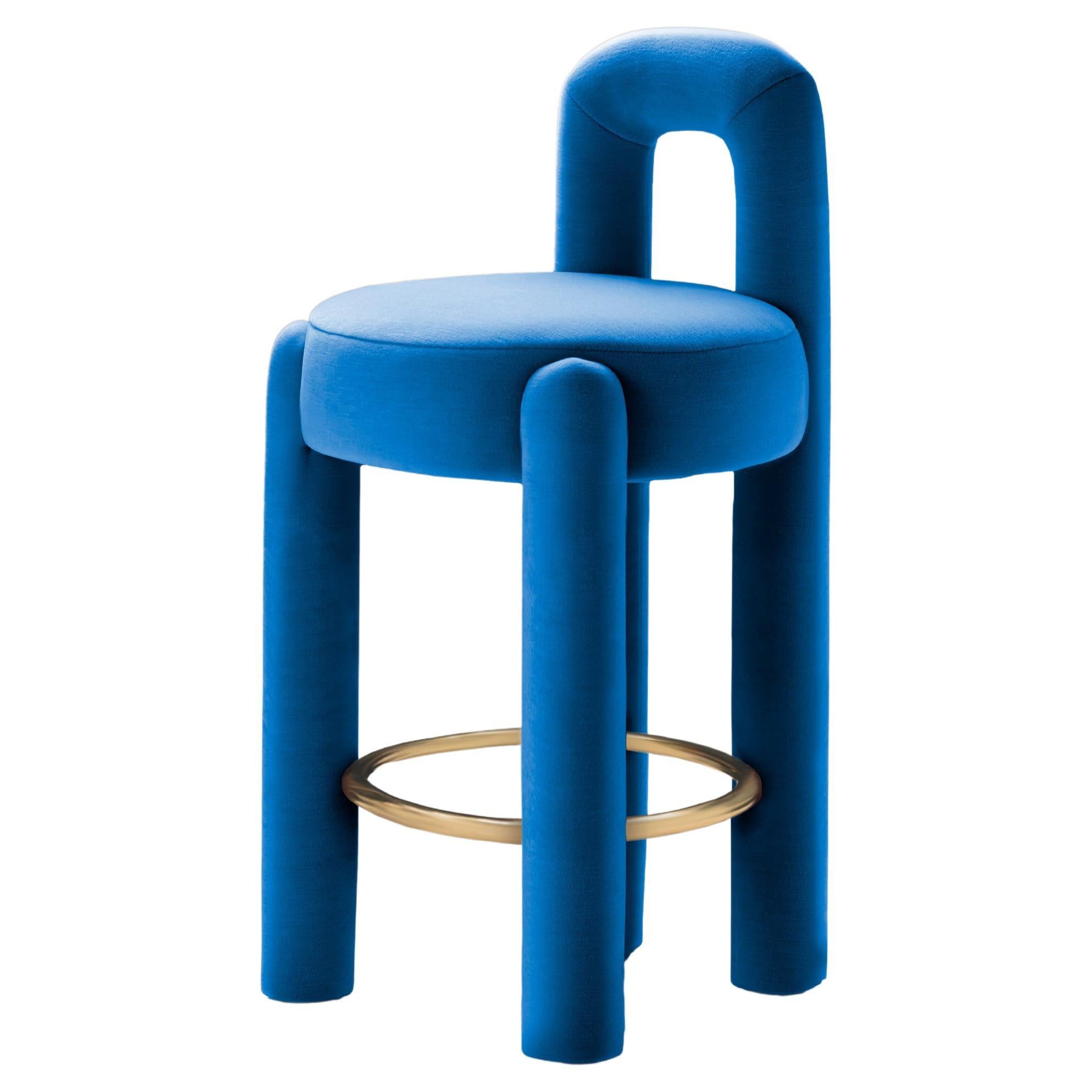 DOOQ ! Chaise de comptoir moderne et organique en marlon bleu Kvadrat de P. Franceschini en vente