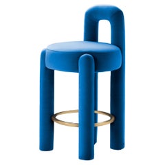 DOOQ! Organic Modern Marlon Counter Chair in Blau Kvadrat by P. Franceschini