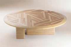 DOOQ Organic Modern Travertine and Natural Olive Ash Center Table L'anamour