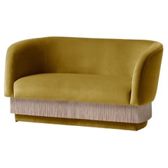 DOOQ Sofa Settee with Soft Dijon Velvet and Silk Fringes La Folie 140cm