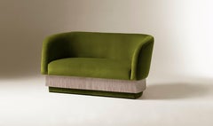 DOOQ Sofa Settee with Soft Kiwi Velvet and Silk Fringes La Folie 180cm