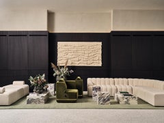 DOOQ! MODERN! Swivel Armchair in Grey and Orange with Brass Detail Panorama