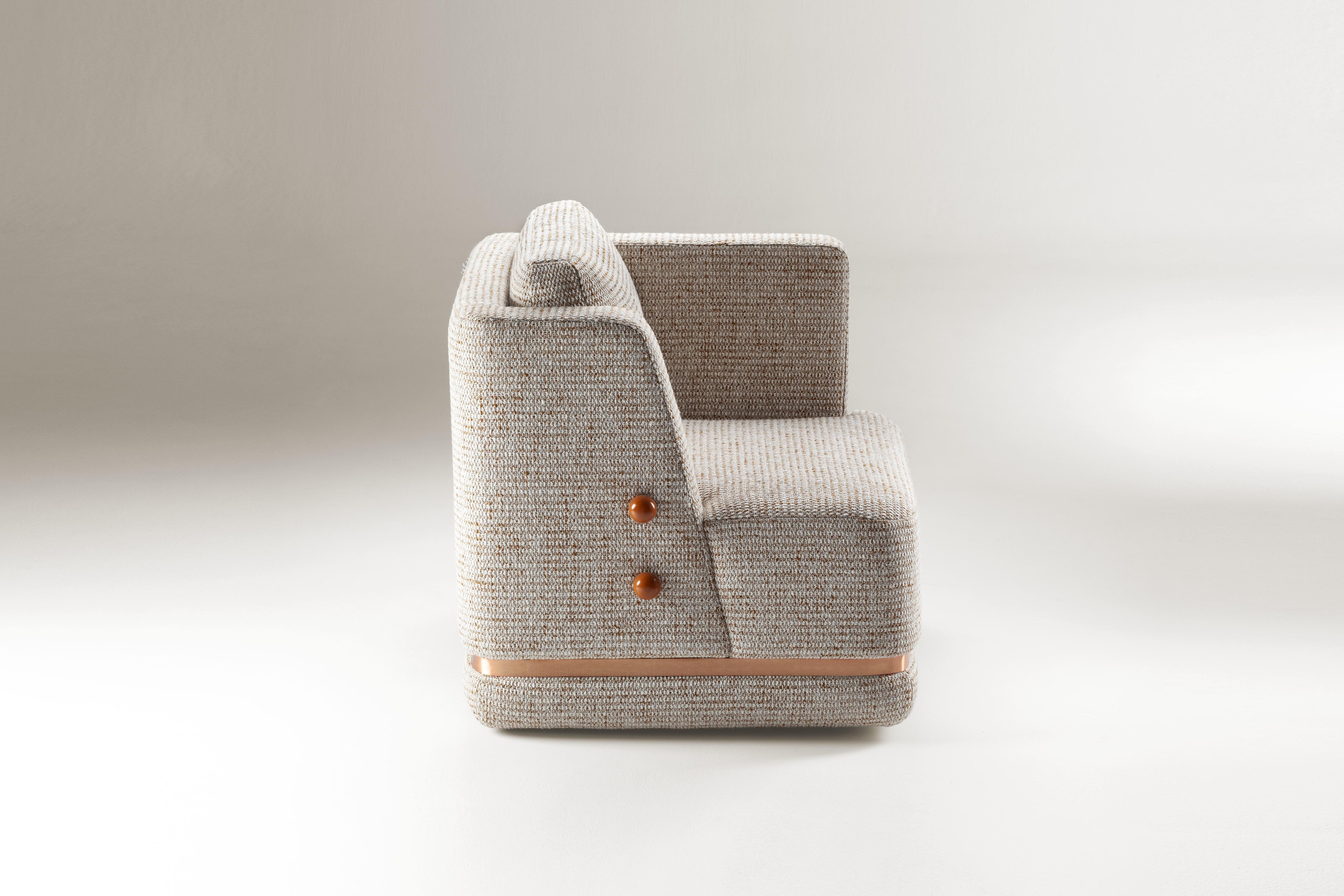 DOOQ Swivel Armchair in Grey and Orange with Brass Detail Panorama In New Condition For Sale In Lisbon, PT