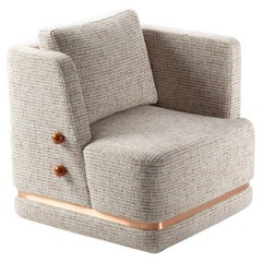 Fauteuil pivotant DOOQ gris et orange avec détails en laiton Panorama