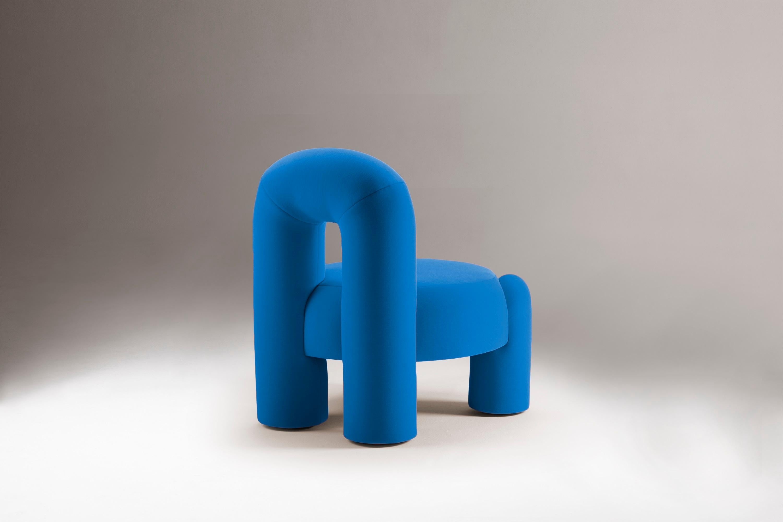 Portuguese DOOQ!Milan NEW! Organic Modern Marlon Armchair, Blue Kvadrat by P.Franceschini For Sale