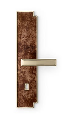 Door Handle Aluminum Plate Brass Handle Body Polished Champagne Finish Vetrite