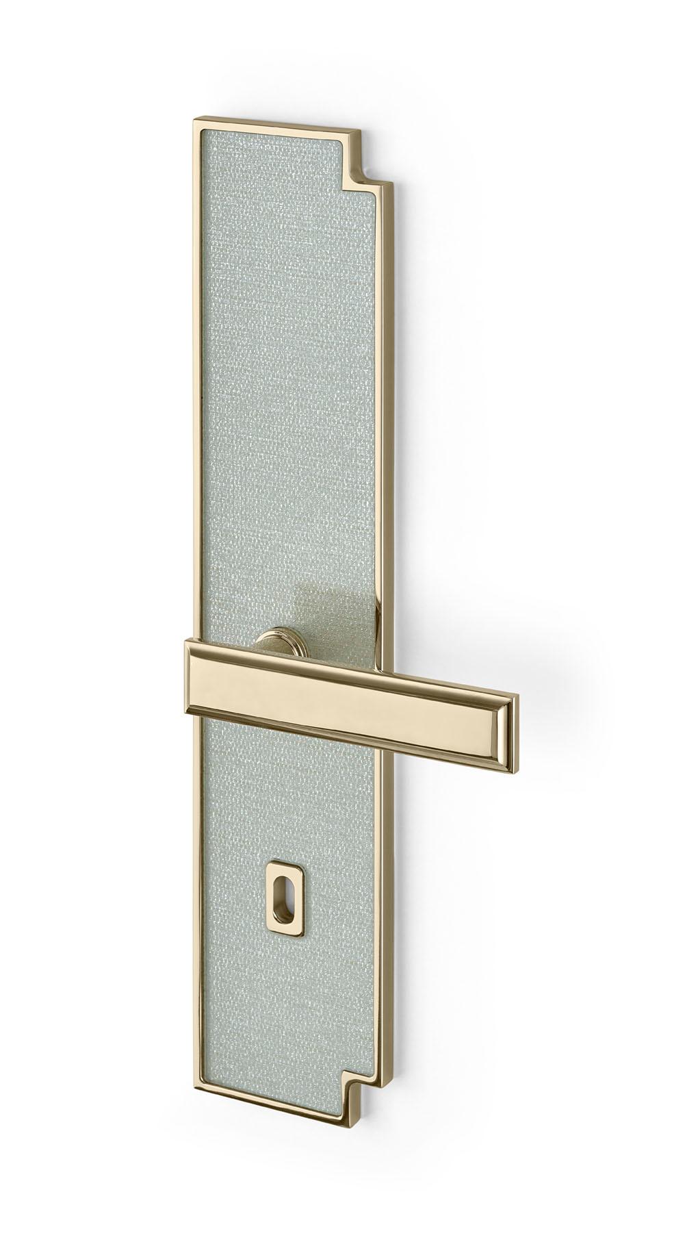 Modern Door Handle Aluminum Plate Brass Handle Body Polished Champagne Finish Vetrite For Sale