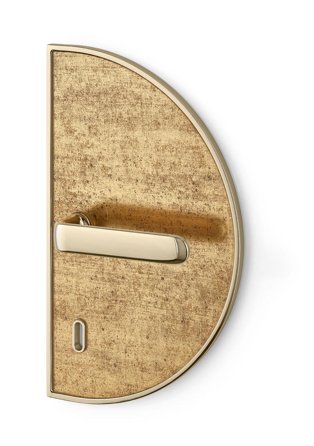 Door Handle Aluminum Plate Brass Handle Body Polished Champagne Finish Vetrite  In New Condition For Sale In London, GB