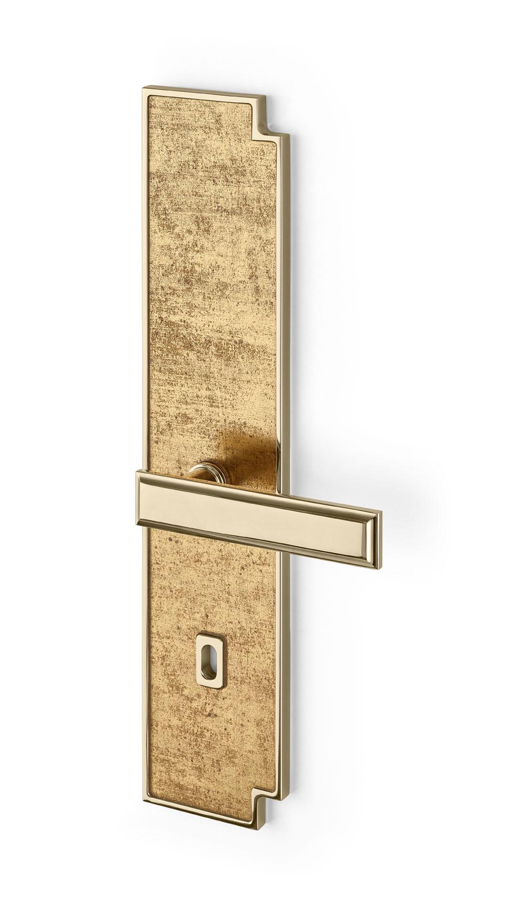 Door Handle Aluminum Plate Brass Handle Body Polished Champagne Finish Vetrite In New Condition For Sale In London, GB