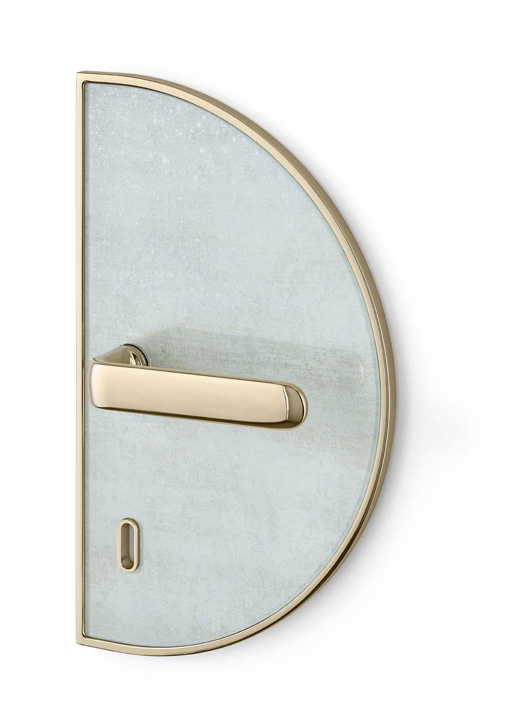 Alluminio Maniglia per porta con piastra in alluminio Corpo della maniglia in ottone lucidato finitura champagne Vetrite in vendita