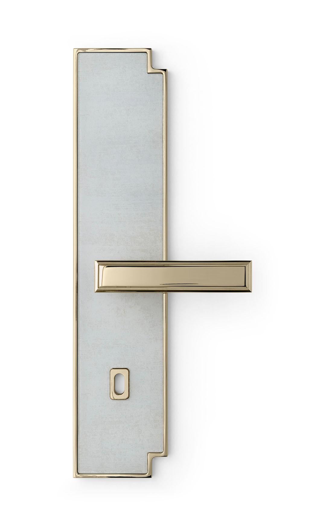 Door Handle Aluminum Plate Brass Handle Body Polished Champagne Finish Vetrite For Sale 2