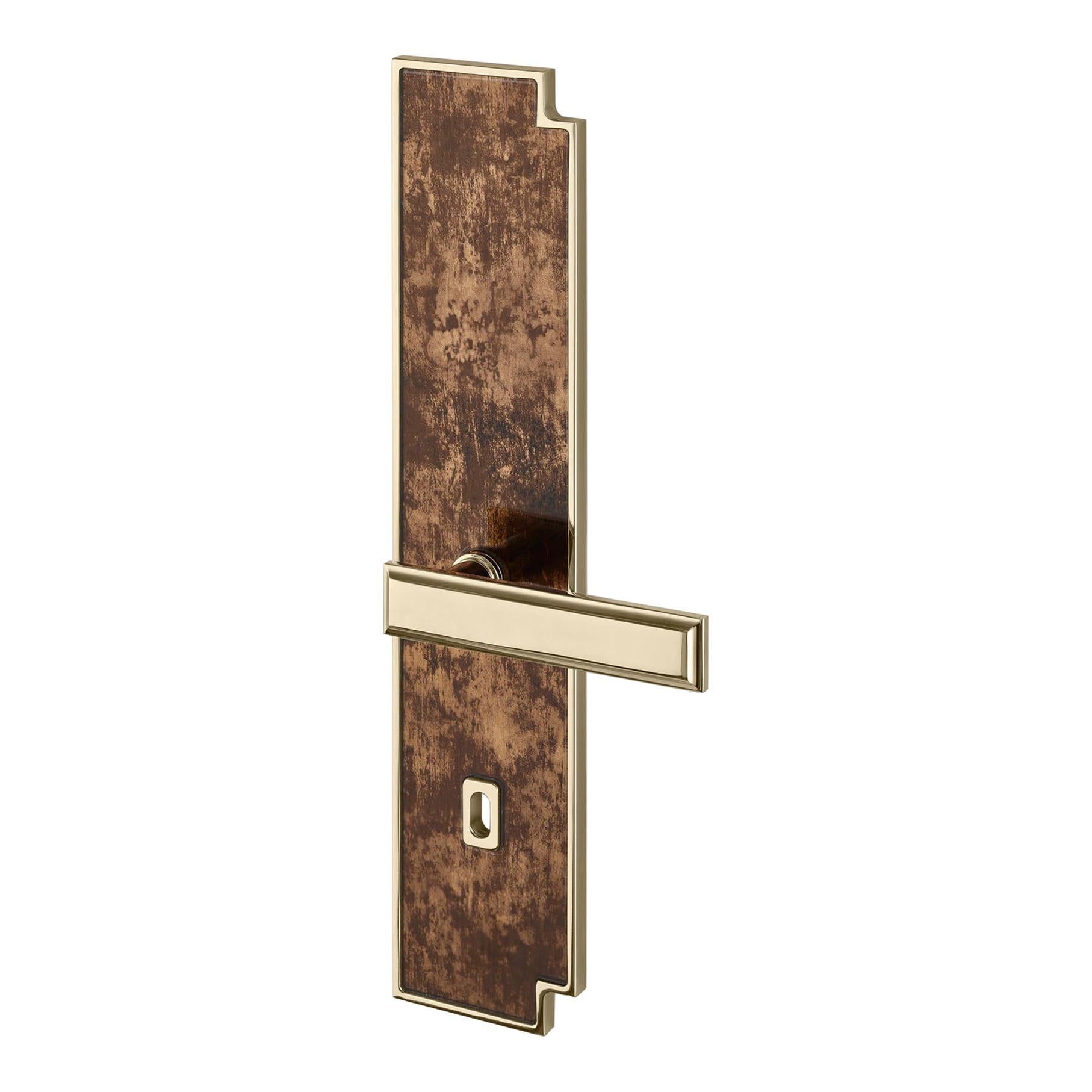 Door Handle Aluminum Plate Brass Handle Body Polished Champagne Finish Vetrite For Sale