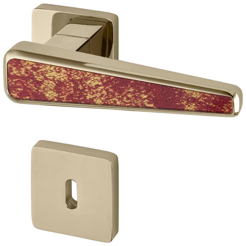 Door Handle Aluminum Plate Brass Handle Body Polished Champagne Finish Vetrite  For Sale