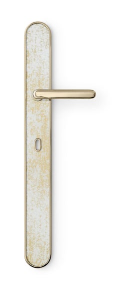 Door Handle Aluminum Plate Brass Handle Body Polished Champagne Vetrite Insert