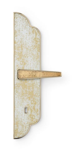 Poignée de porte à poignée en plaque d'aluminium avec poignée en laiton et fermoir en Vetrite champagne polie