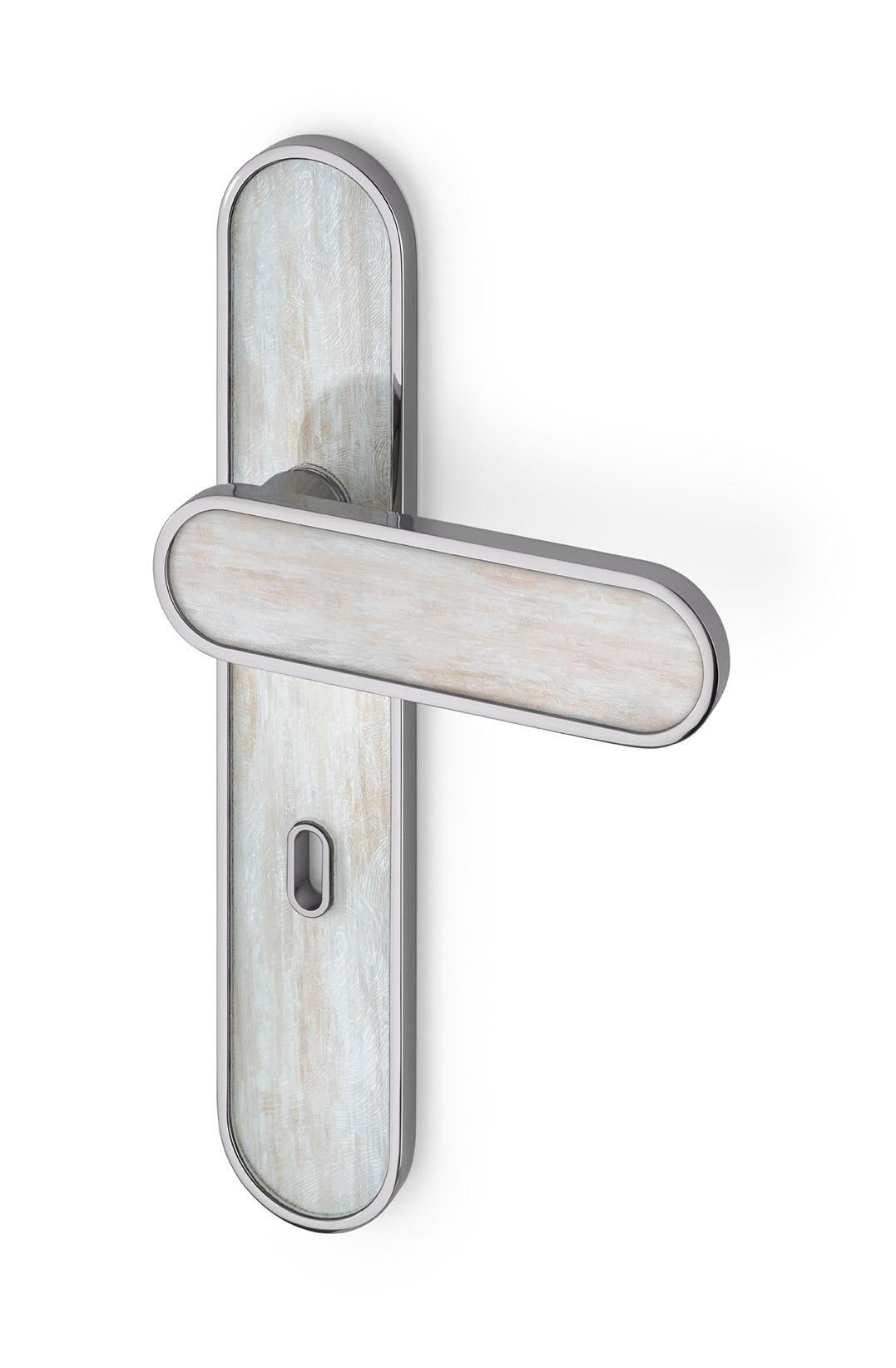 Door Handle Aluminum Plate Brass Handle Body Polished Chrome Finished Vetrite In New Condition For Sale In London, GB