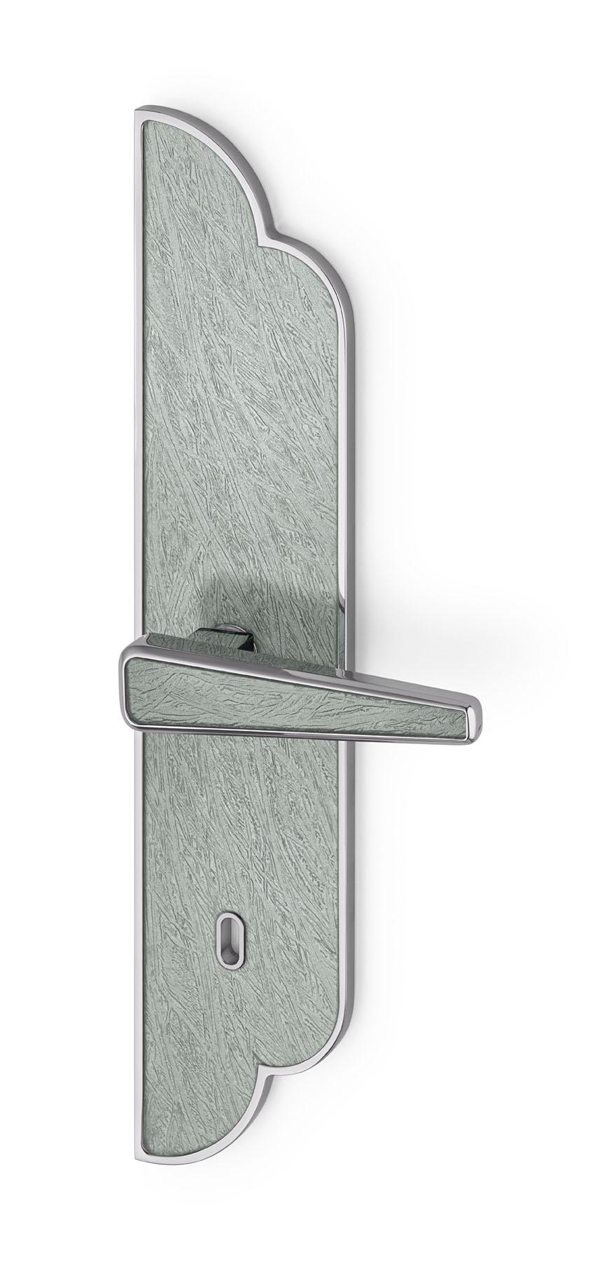 Modern Door Handle Aluminum Plate Brass Handle Body Polished Chrome Vetrite Insert For Sale