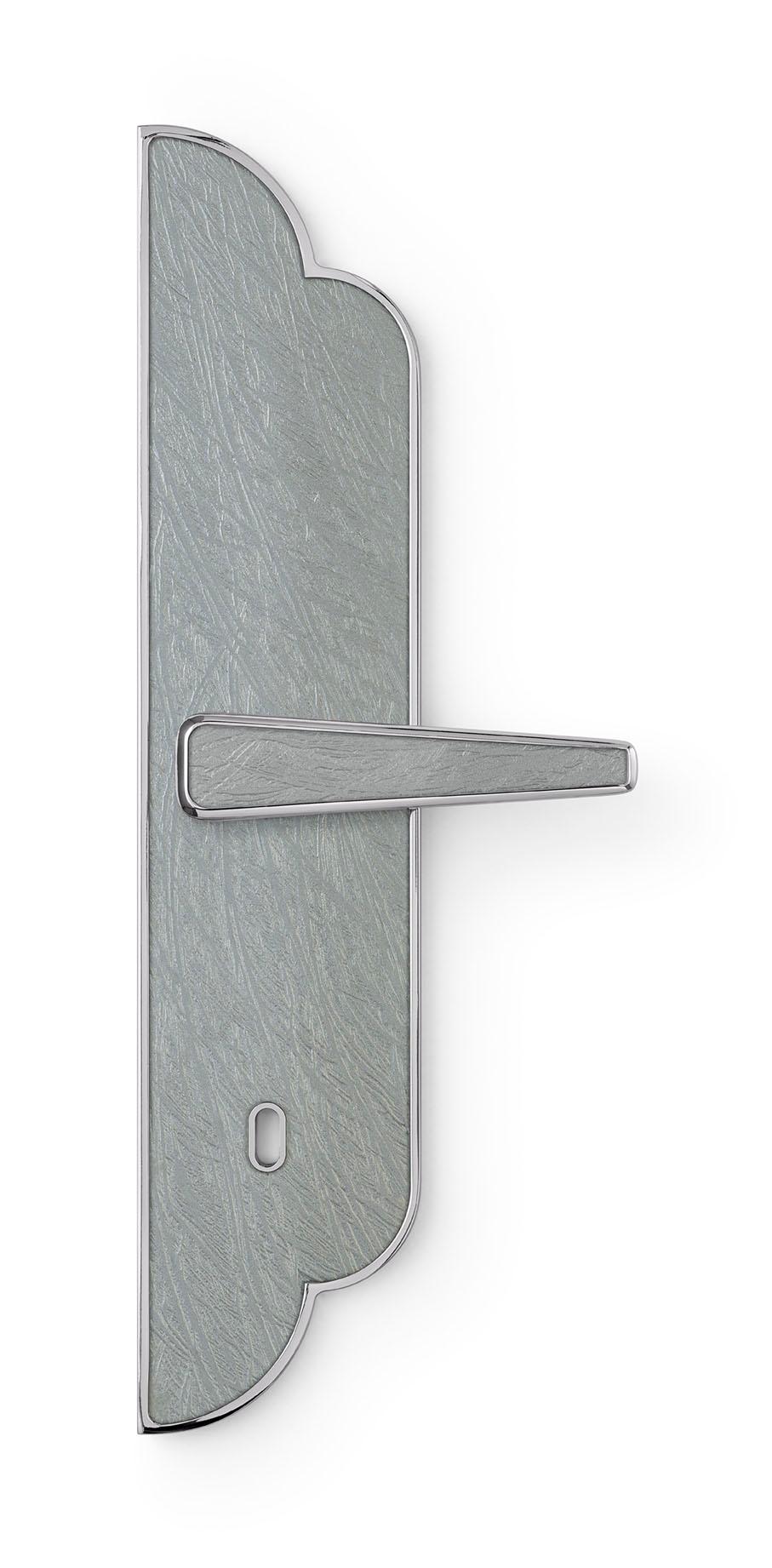 Italian Door Handle Aluminum Plate Brass Handle Body Polished Chrome Vetrite Insert For Sale