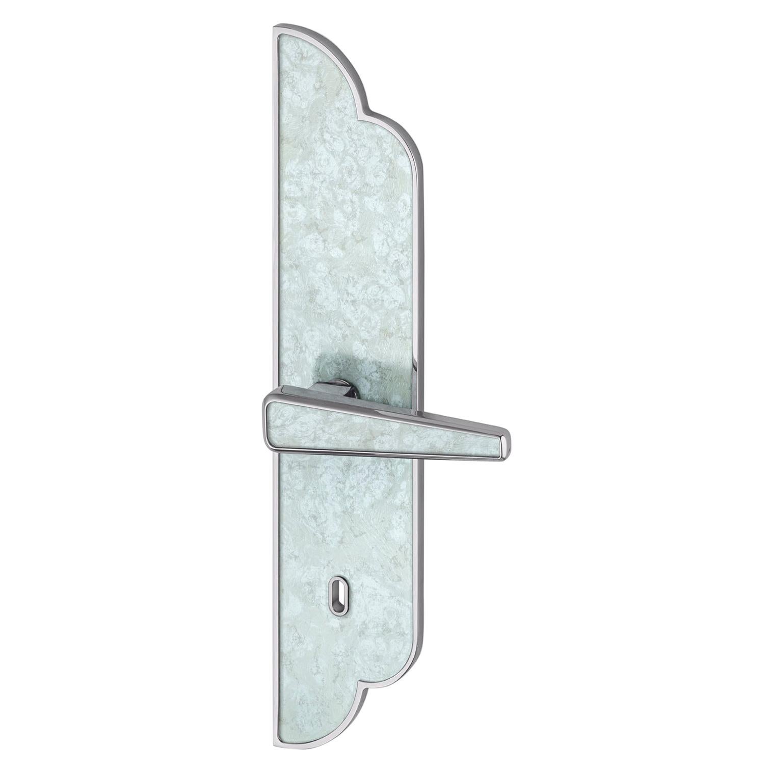 Poignée de porte à poignée en plaque d'aluminium avec poignée en laiton et fermoir à vetrite en chrome poli