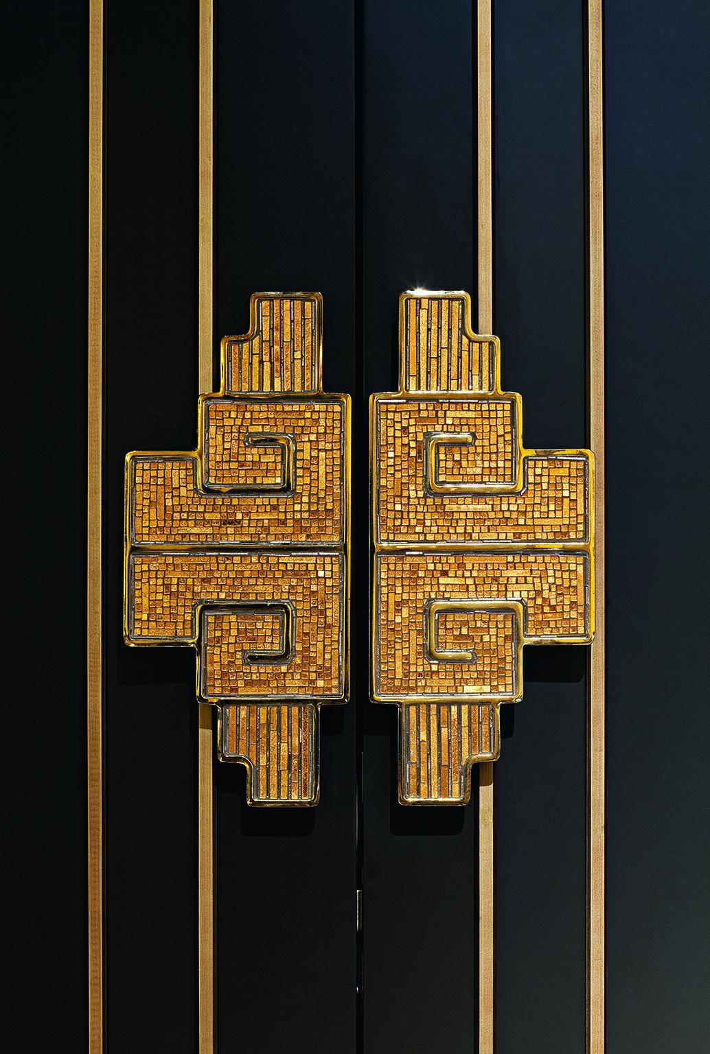 Moderne Poignée de porte au design incroyable Différentes finitions décorées de micromosaïque en vente
