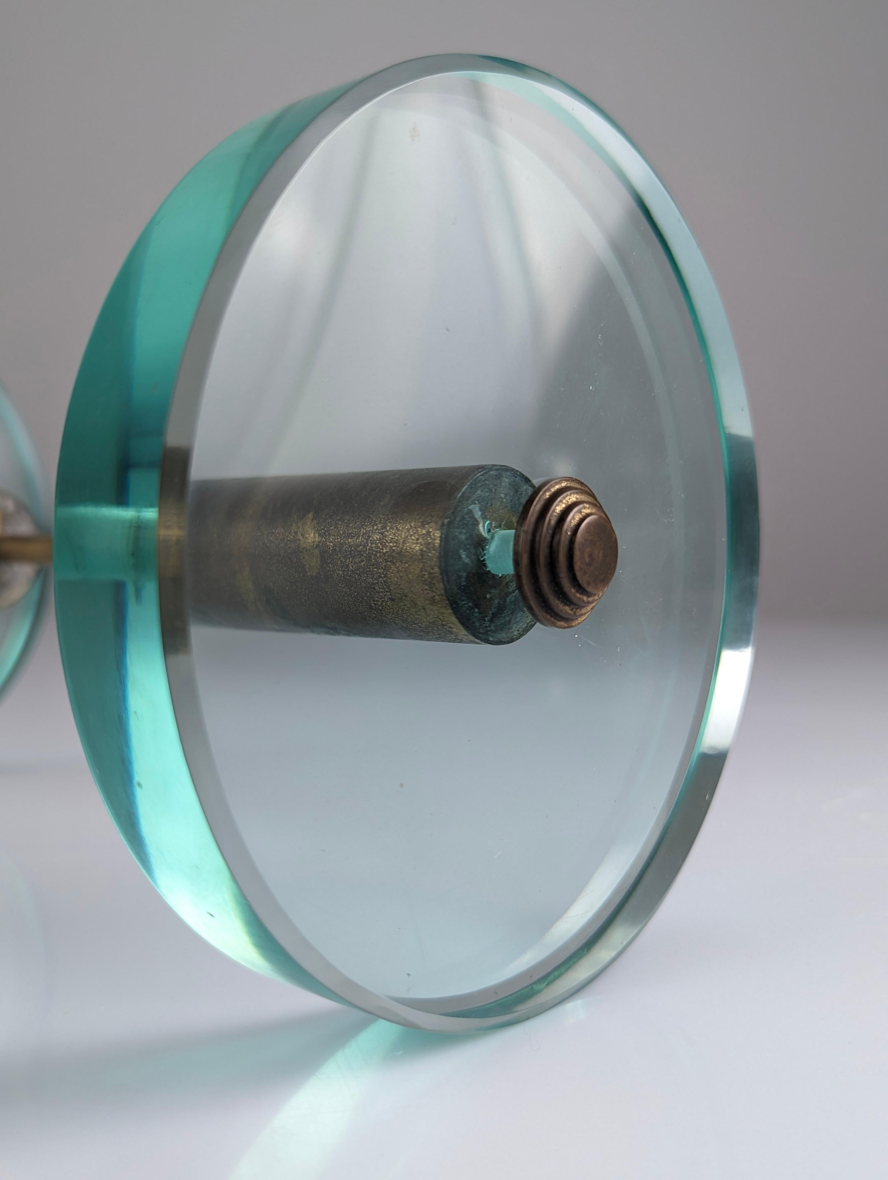 Milieu du XXe siècle Poignée de porte par Max Ingrand pour Fontana Arte, verre et laiton, Italie, années 1950 en vente