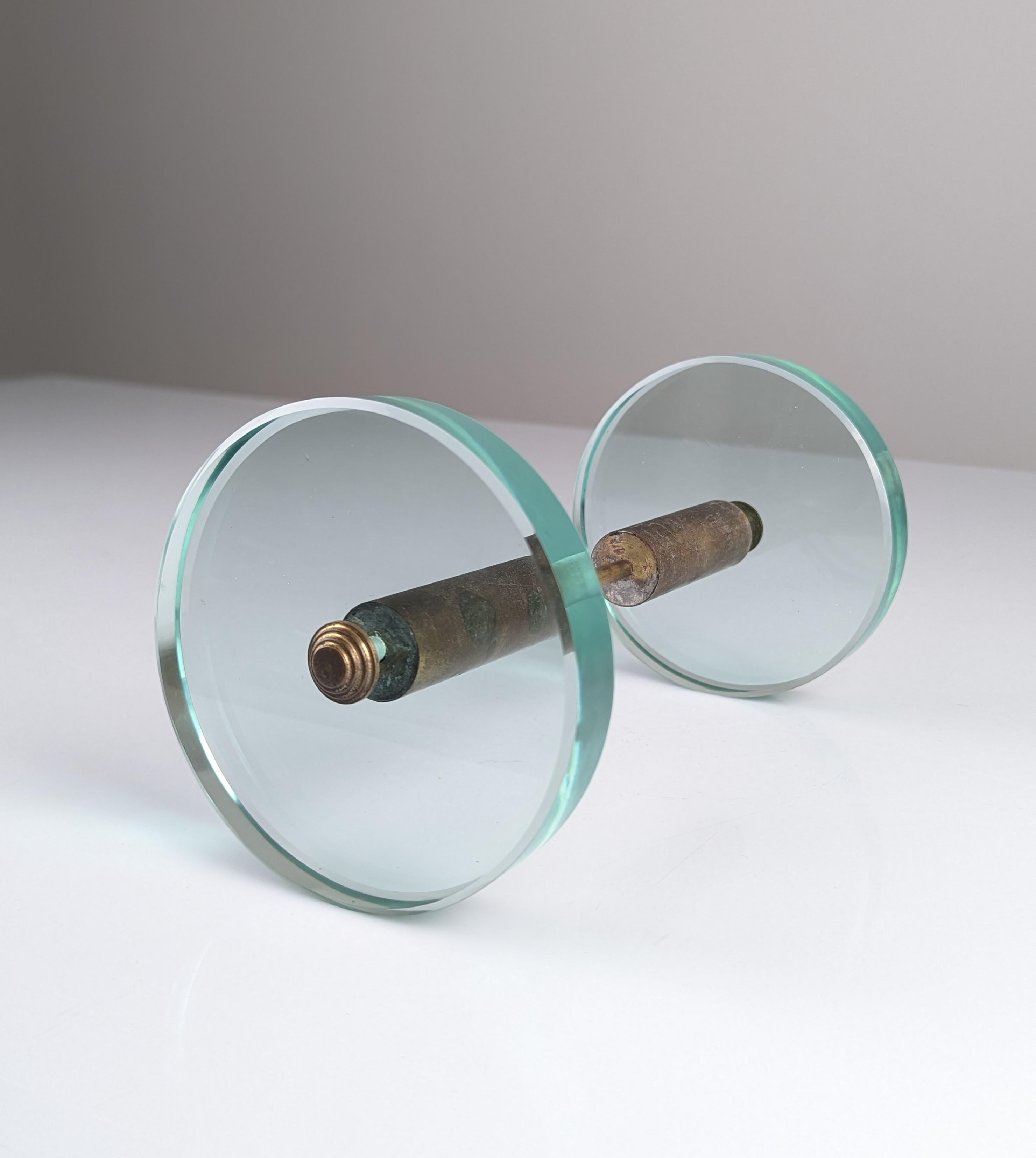 Laiton Poignée de porte par Max Ingrand pour Fontana Arte, verre et laiton, Italie, années 1950 en vente