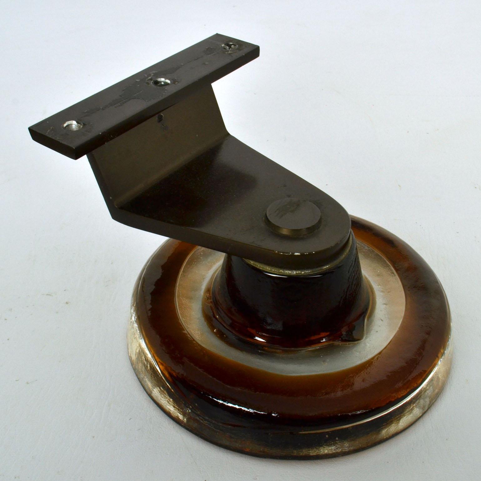 Architectural Door Handle Round Push Pull in Clear and Amber Glass In Excellent Condition For Sale In London, GB
