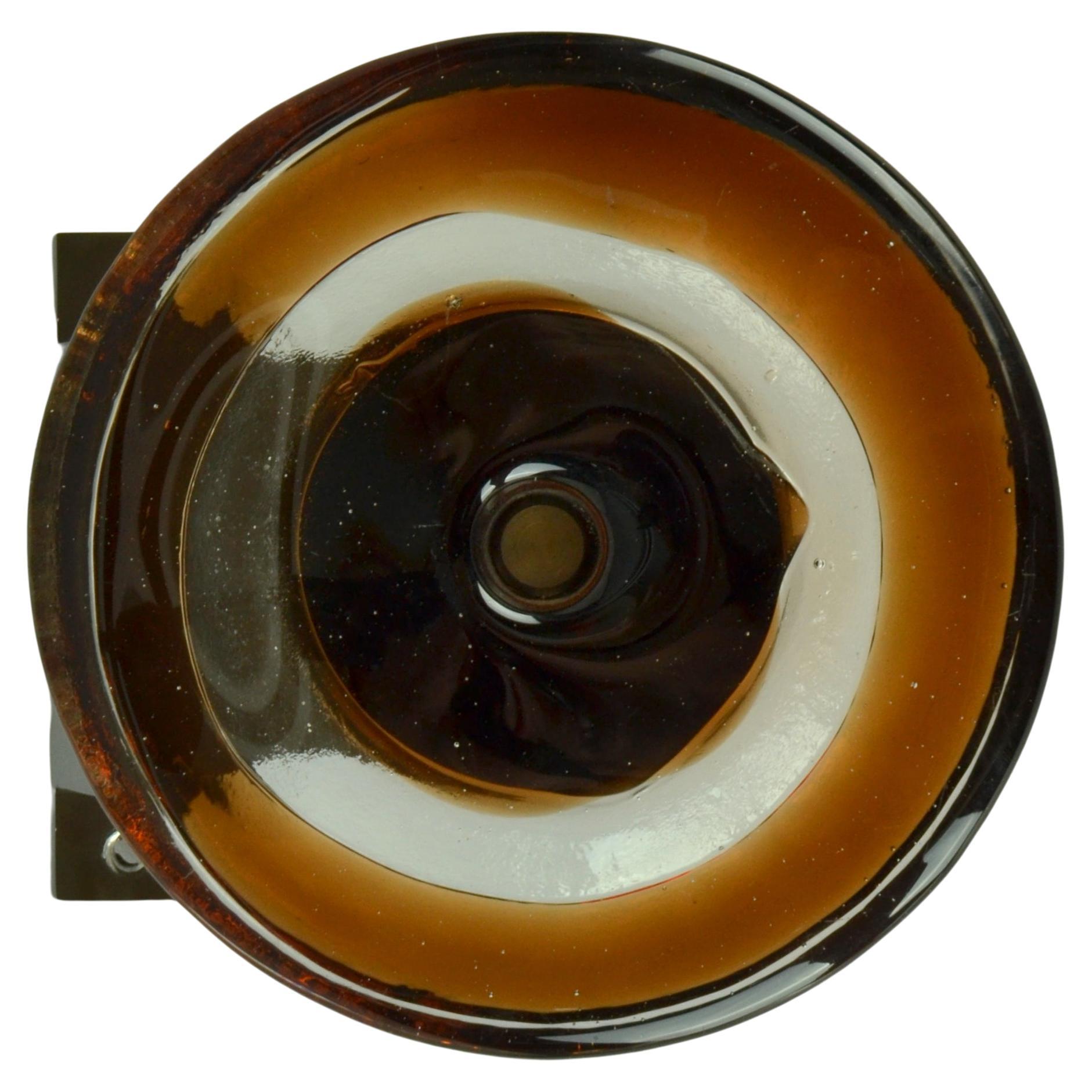 Architectural Door Handle Round Push Pull in Clear and Amber Glass For Sale
