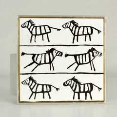 Door Handle Square Ceramic Zebra's in Aluminium