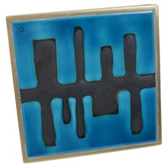 Door Handle with Amphora Ceramic Tile, Belgian Modernist Design, 1960s