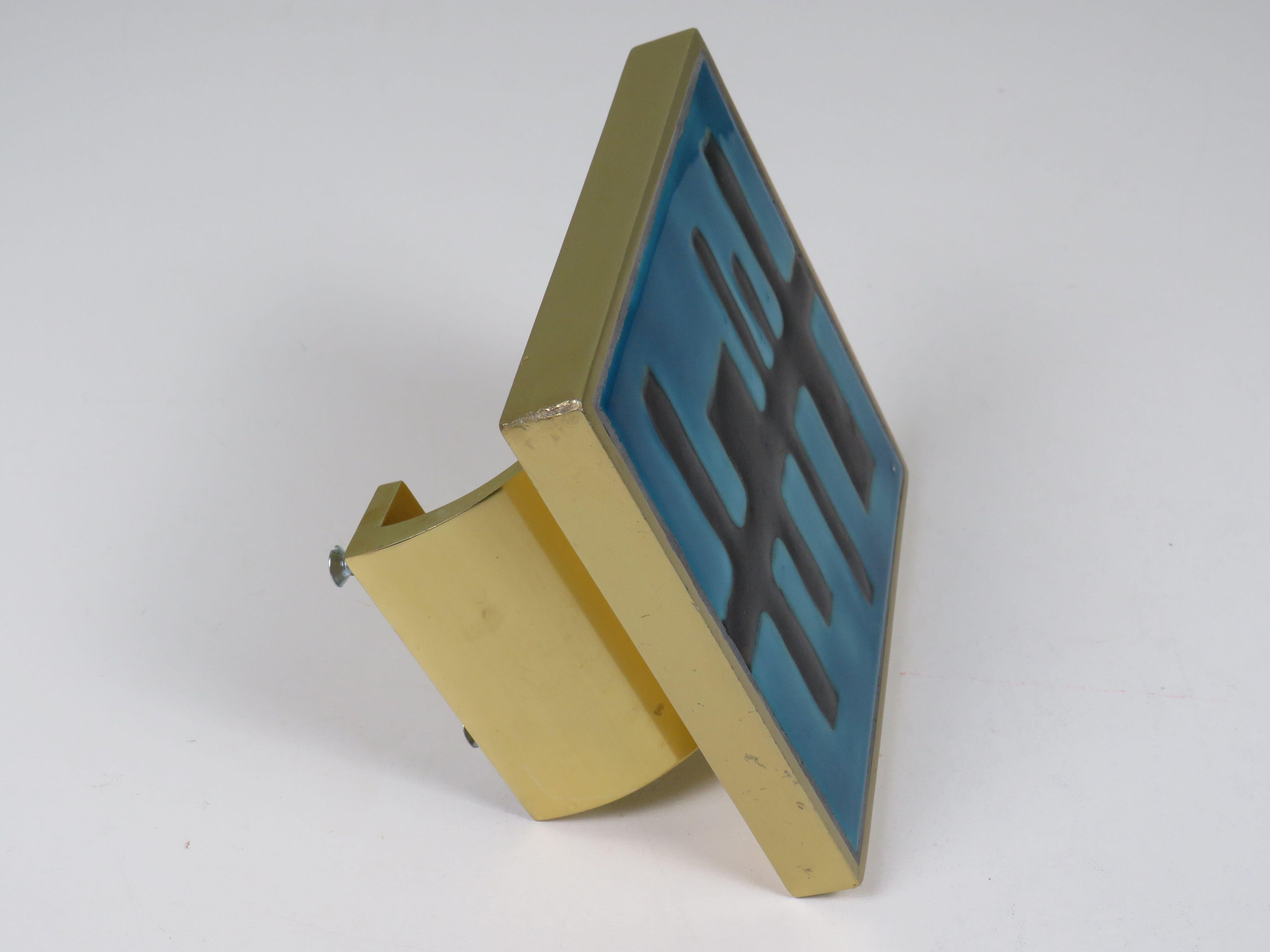 Door Handle with Amphora Ceramic Tile, Belgian Modernist Design, 1960s For Sale 1