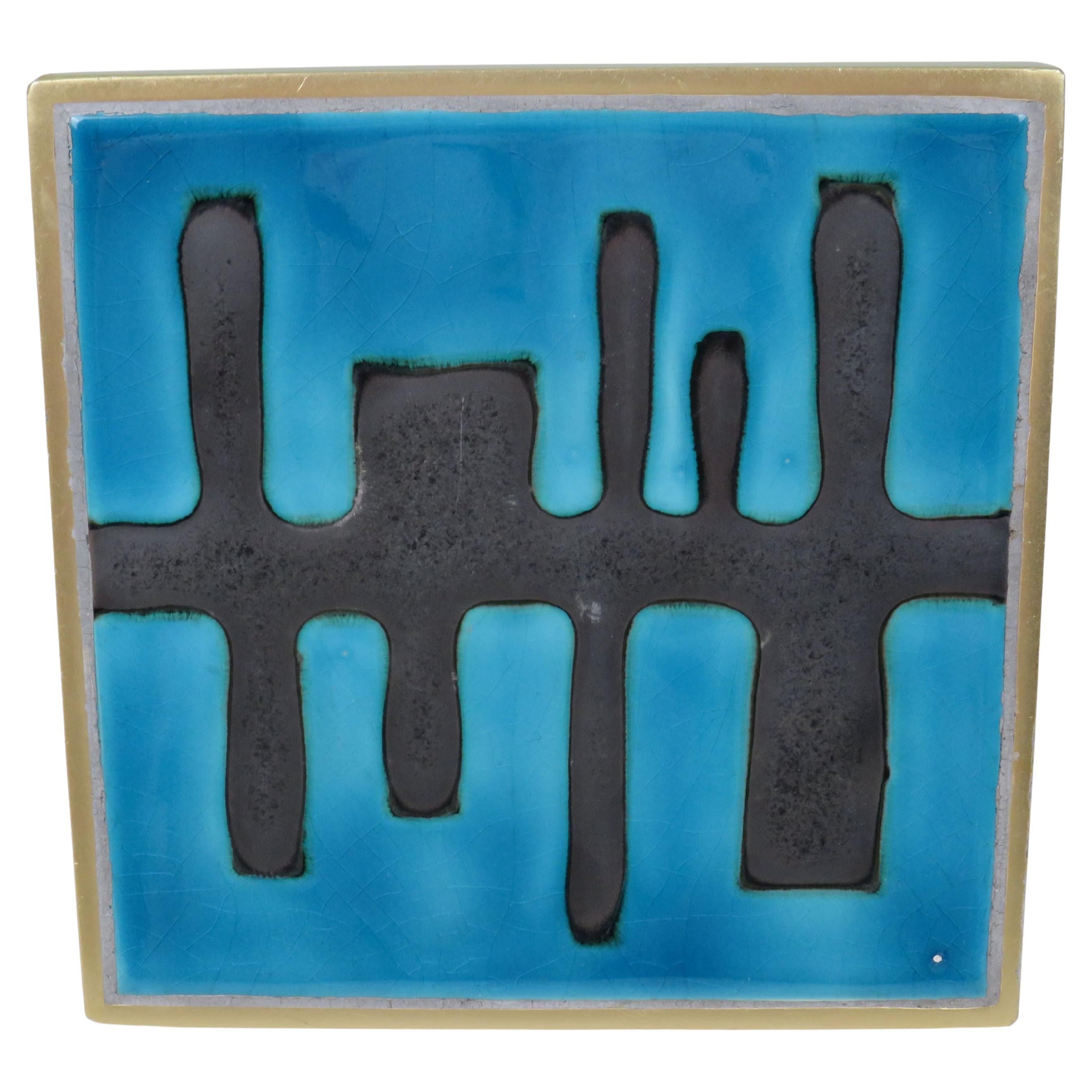 Door Handle with Amphora Ceramic Tile, Belgian Modernist Design, 1960s For Sale