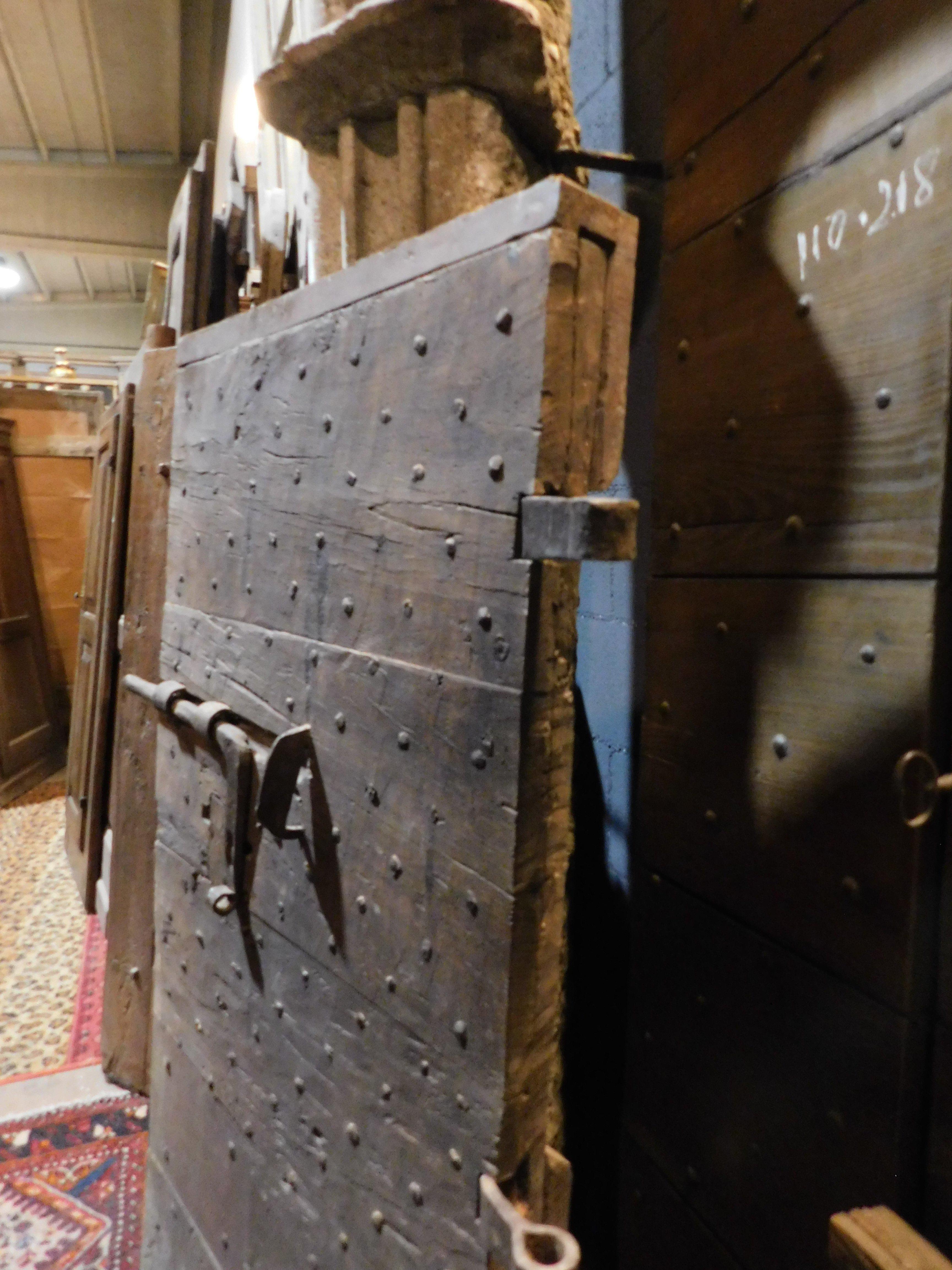 Oak Door in oak from an old prison with original iron, Italy For Sale
