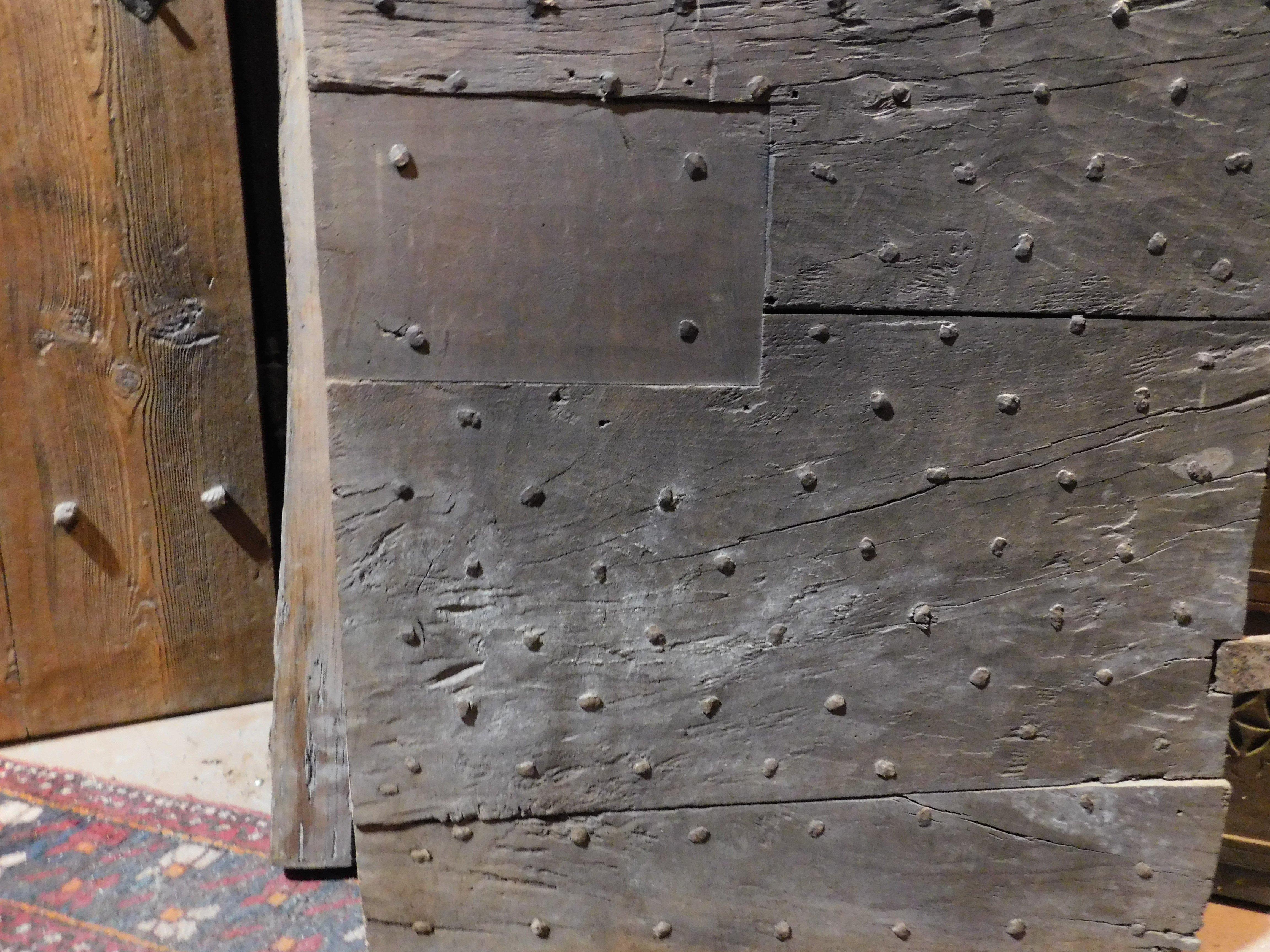 Oak Door in oak from an old prison with original iron, Italy For Sale