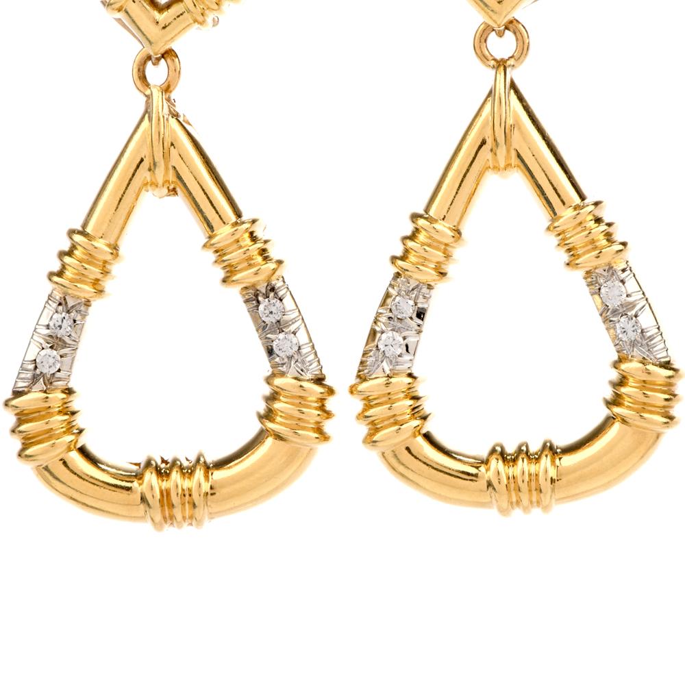 Bouton de porte diamant or jaune 18 carats amovible jour nuit  Boucles d'oreilles à pince Excellent état - En vente à Miami, FL