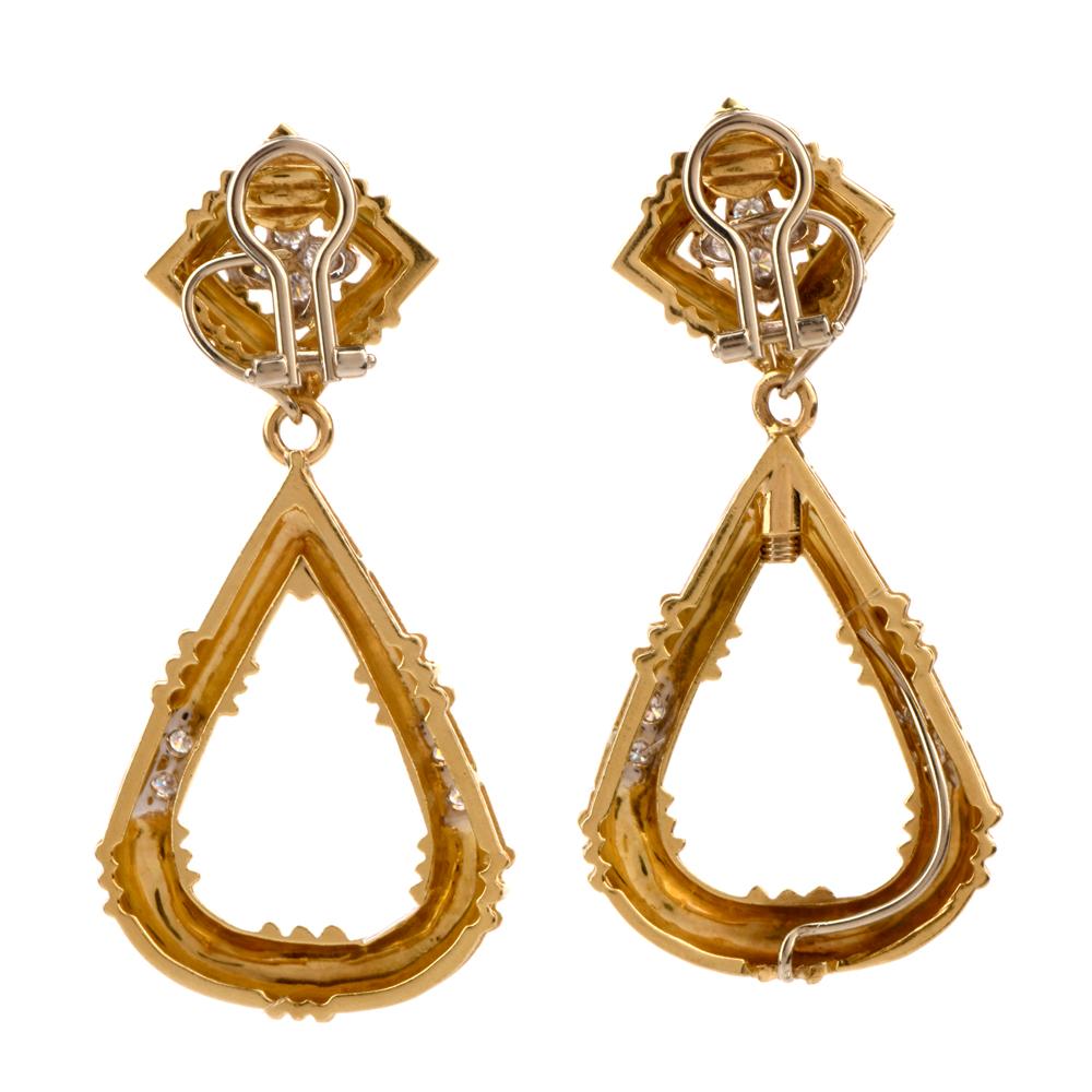 Door Knob Diamond 18 Karat Yellow Gold Detachable Day Night  Clip on Earrings For Sale 1