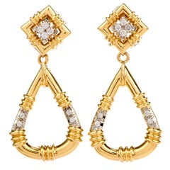 Door Knob Diamond 18 Karat Yellow Gold Detachable Day Night  Clip on Earrings
