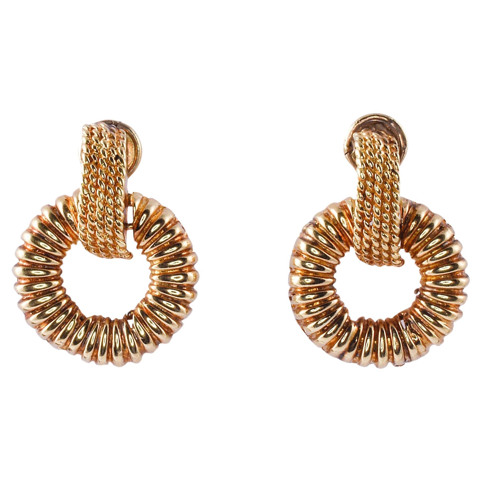 Door Knocker Style 18K Gold Earrings For Sale