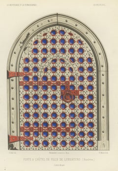 Door of the Town Hall of Lüneburg, Antique Print, 1851