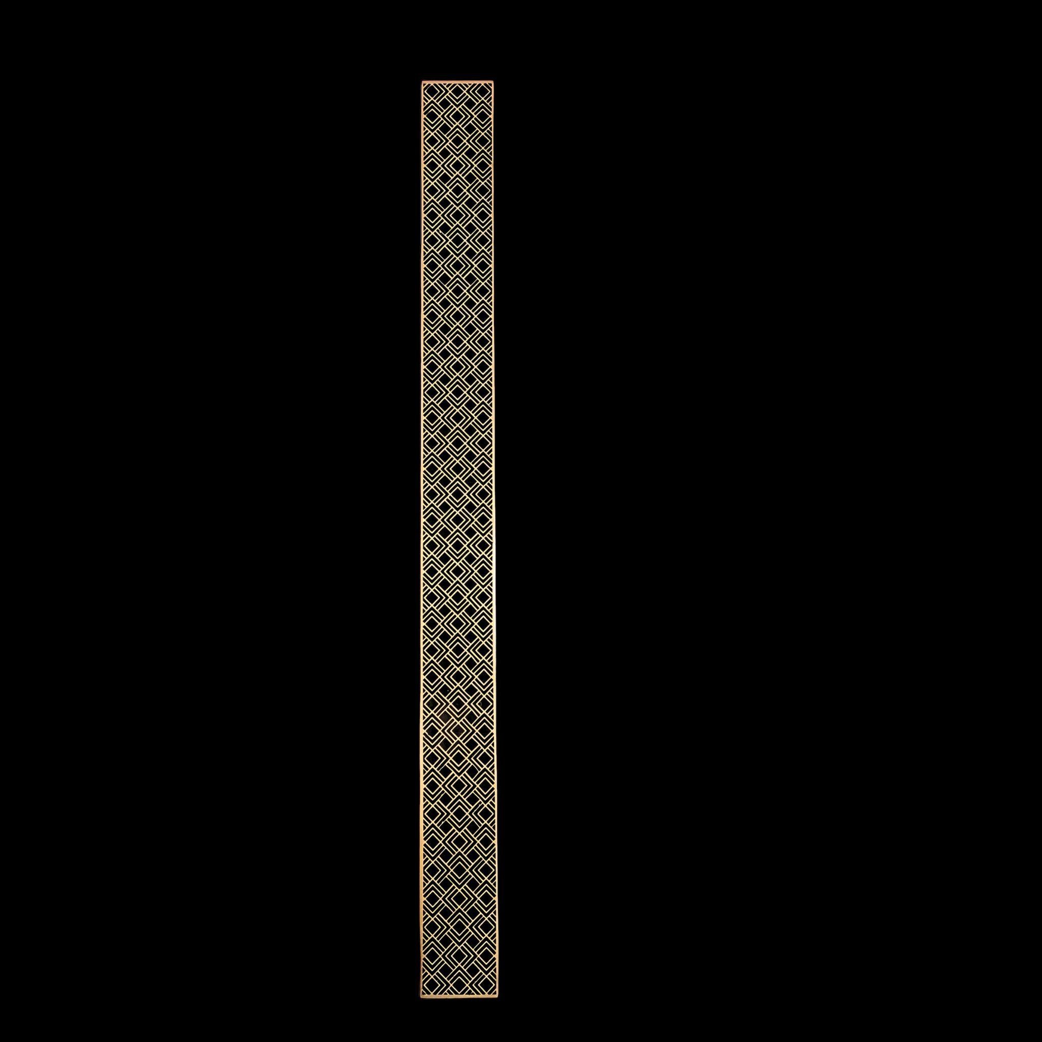 Use: Indoor 

Part of the Art Deco collection, the PT/AD/09/70cm door pull stands out with its elongated form and finely engraved geometric patterns, whose precision enhances the refinement of solid brass. Handcrafted in our workshops, every detail