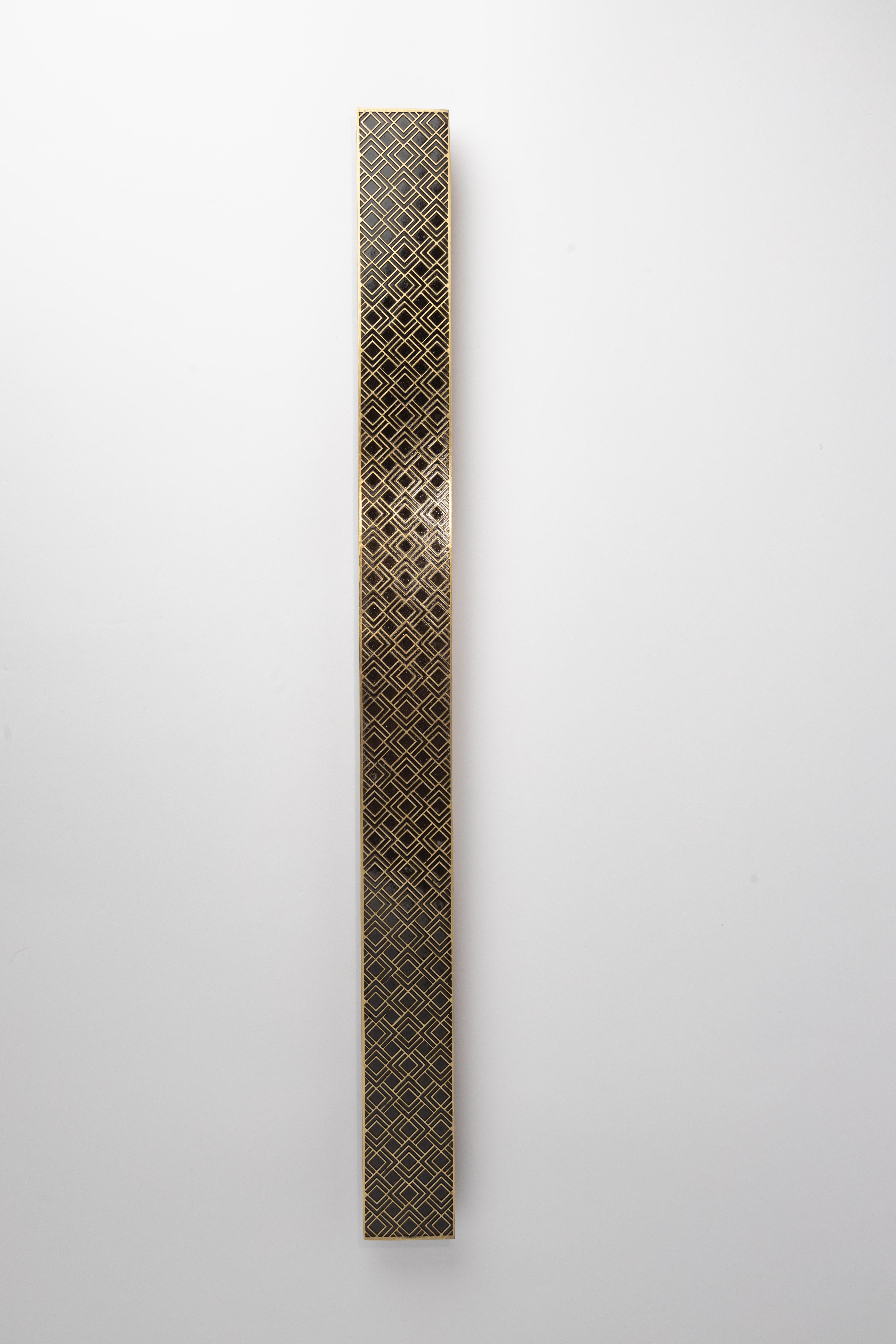 Laiton PT/AD/09 Poignée de porte 70cm : Empreinte géométrique en laiton massif en vente