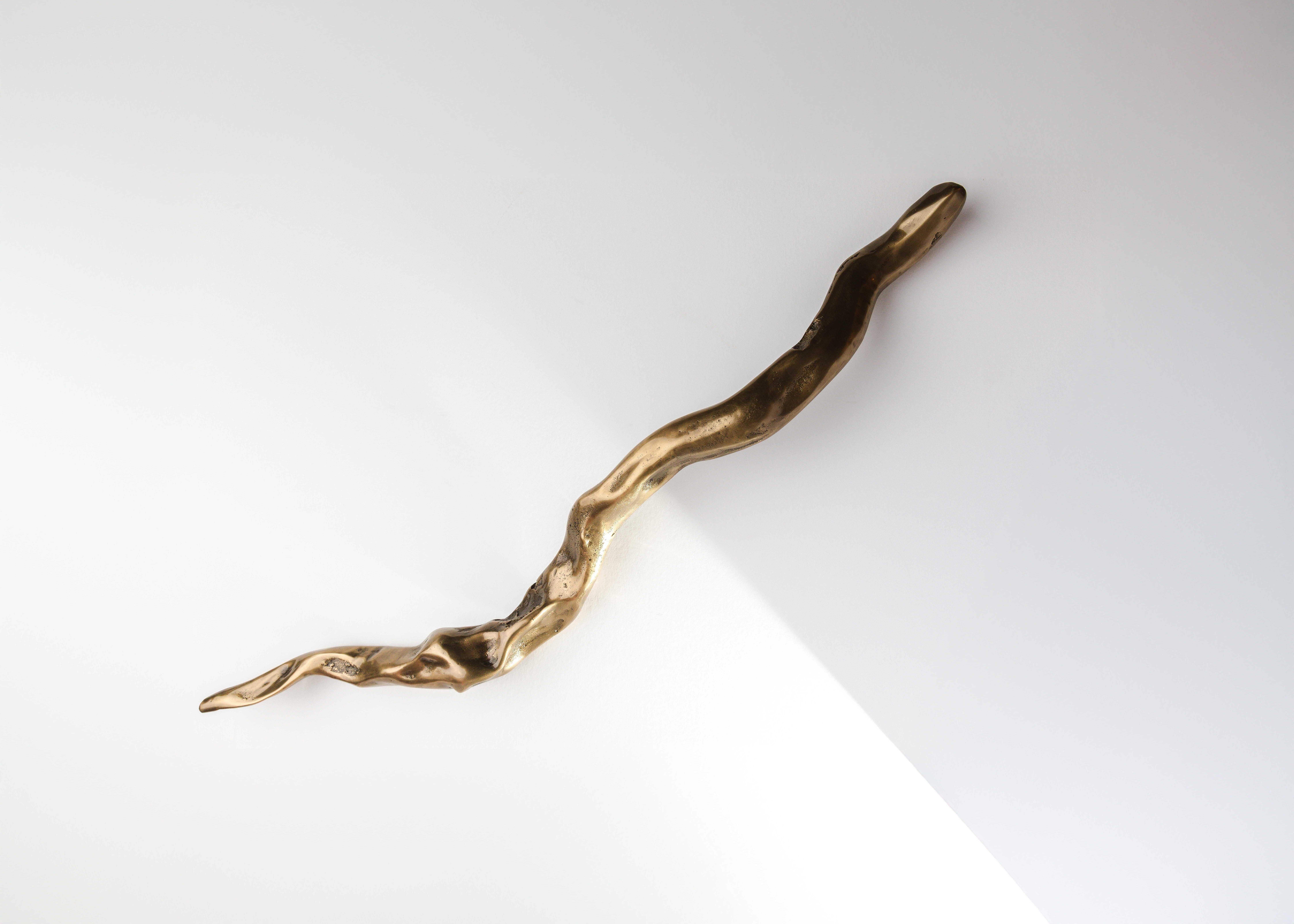 Contemporary Door pull PT/E/12 Nature reimagined in cast brass 70 cm Earth Prints collection For Sale