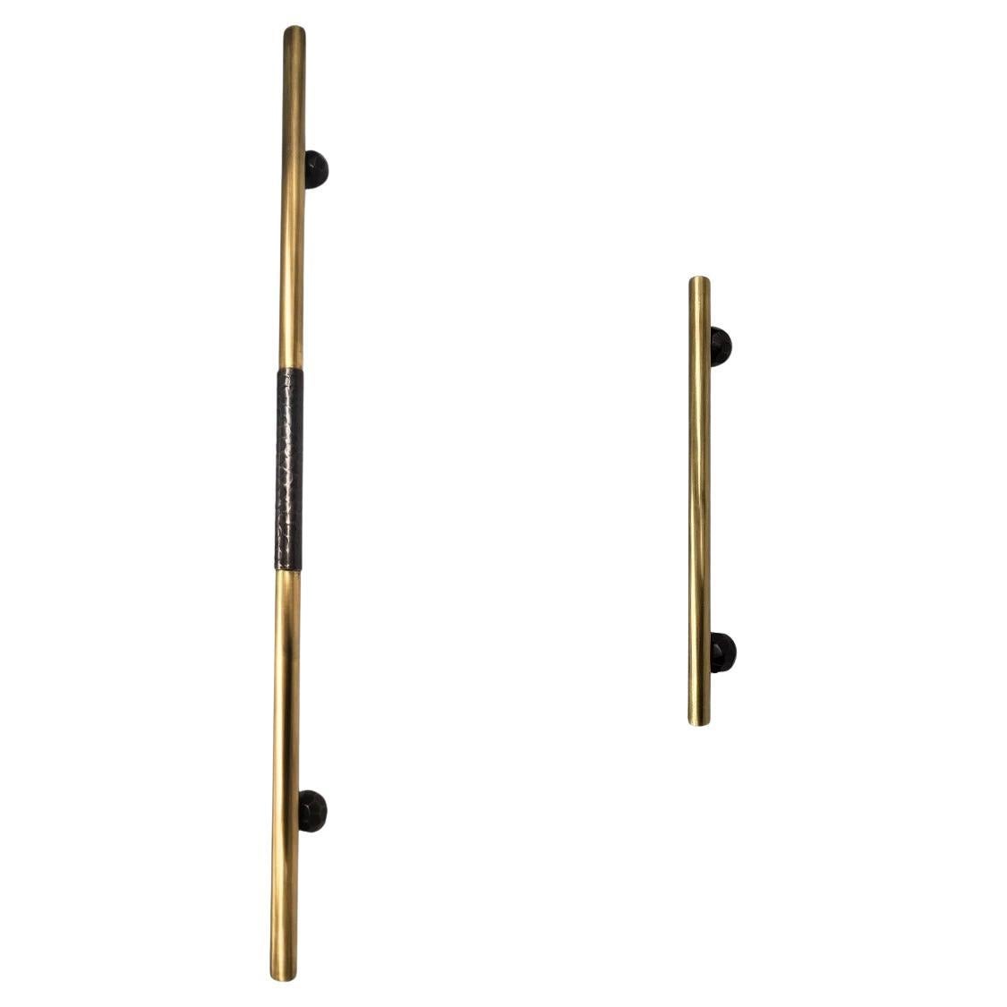 Poignée de porte PT/NO/10 en laiton patiné et martelé 70 cm