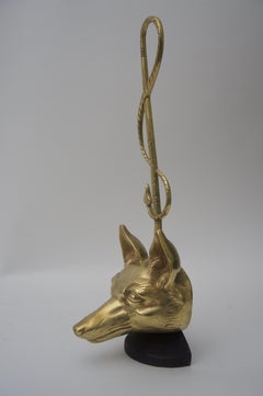 Door Stop with Fox Head and Riding Crop in Brass