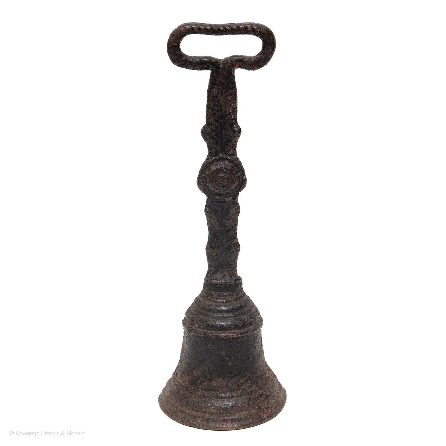 Brass Doorstop, 19th Century, English Victorian, Cast Iron, Bell, Rope Twist For Sale